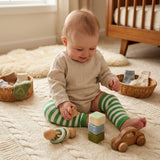 Wrapables Colorful Baby & Toddler Leg Warmers 1, Stripes Green and White