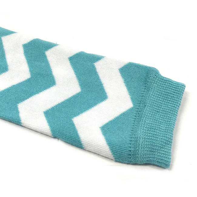 Wrapables Colorful Baby & Toddler Leg Warmers 2, Chevron Aqua and White