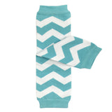 Wrapables Colorful Baby & Toddler Leg Warmers 2, Chevron Aqua and White