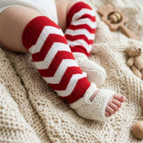 Wrapables Colorful Baby & Toddler Leg Warmers 2, Chevron Red and White