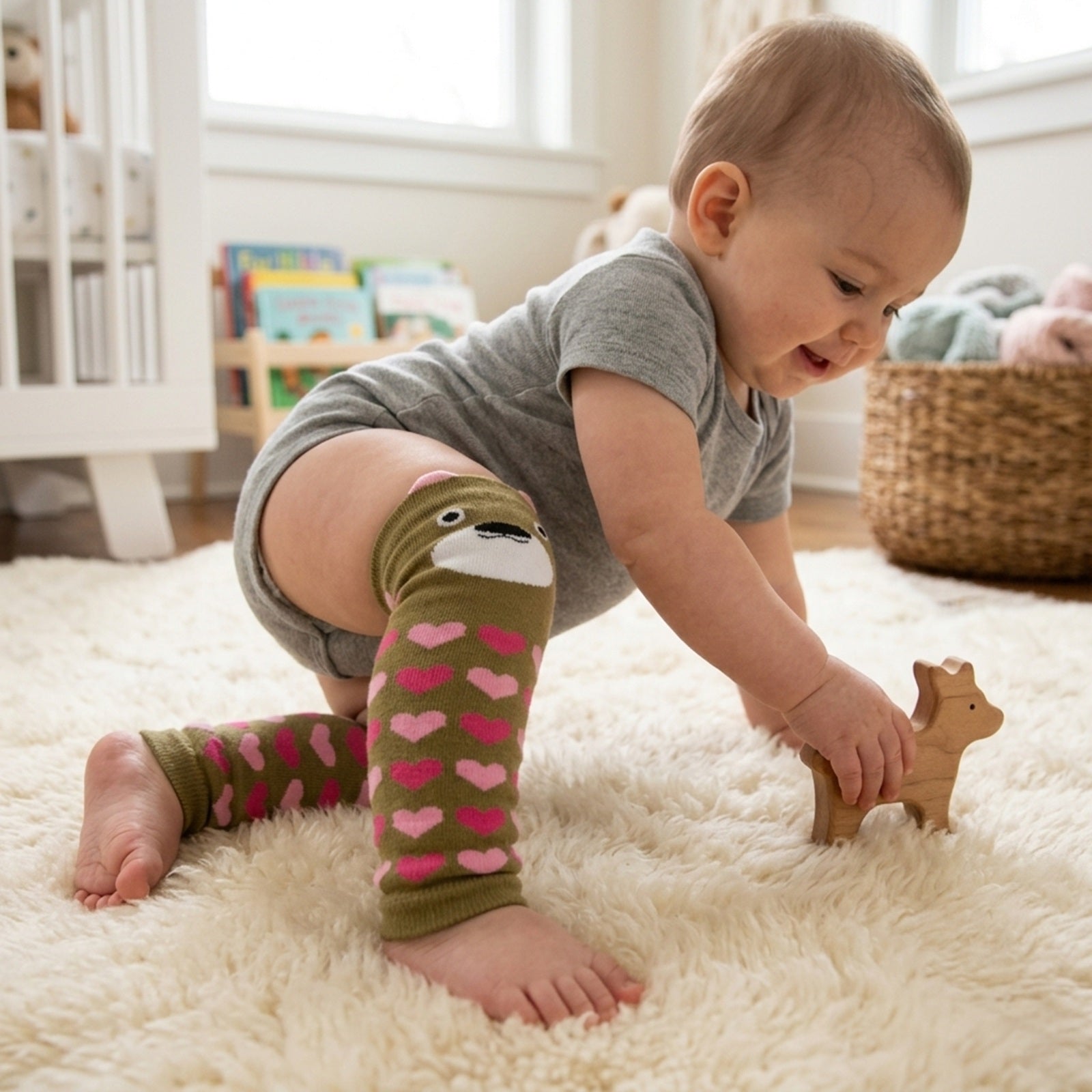 Wrapables Animals and Fun Colorful Baby & Toddler Leg Warmers, Brown Bear