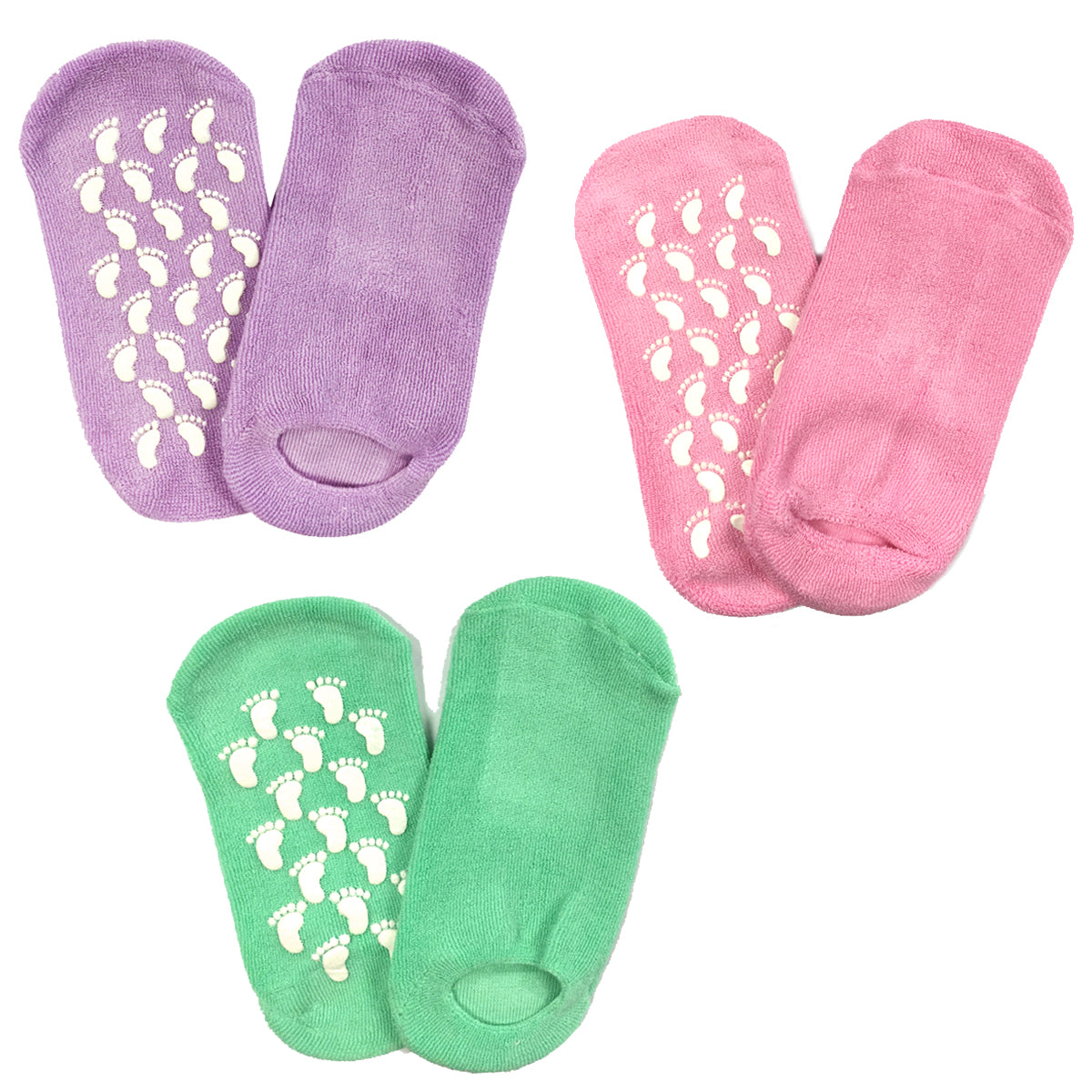 Wrapables Women Ankle Length Non-Skid Gripper Socks (Set of 3), Lavender, Hot Pink, Mint