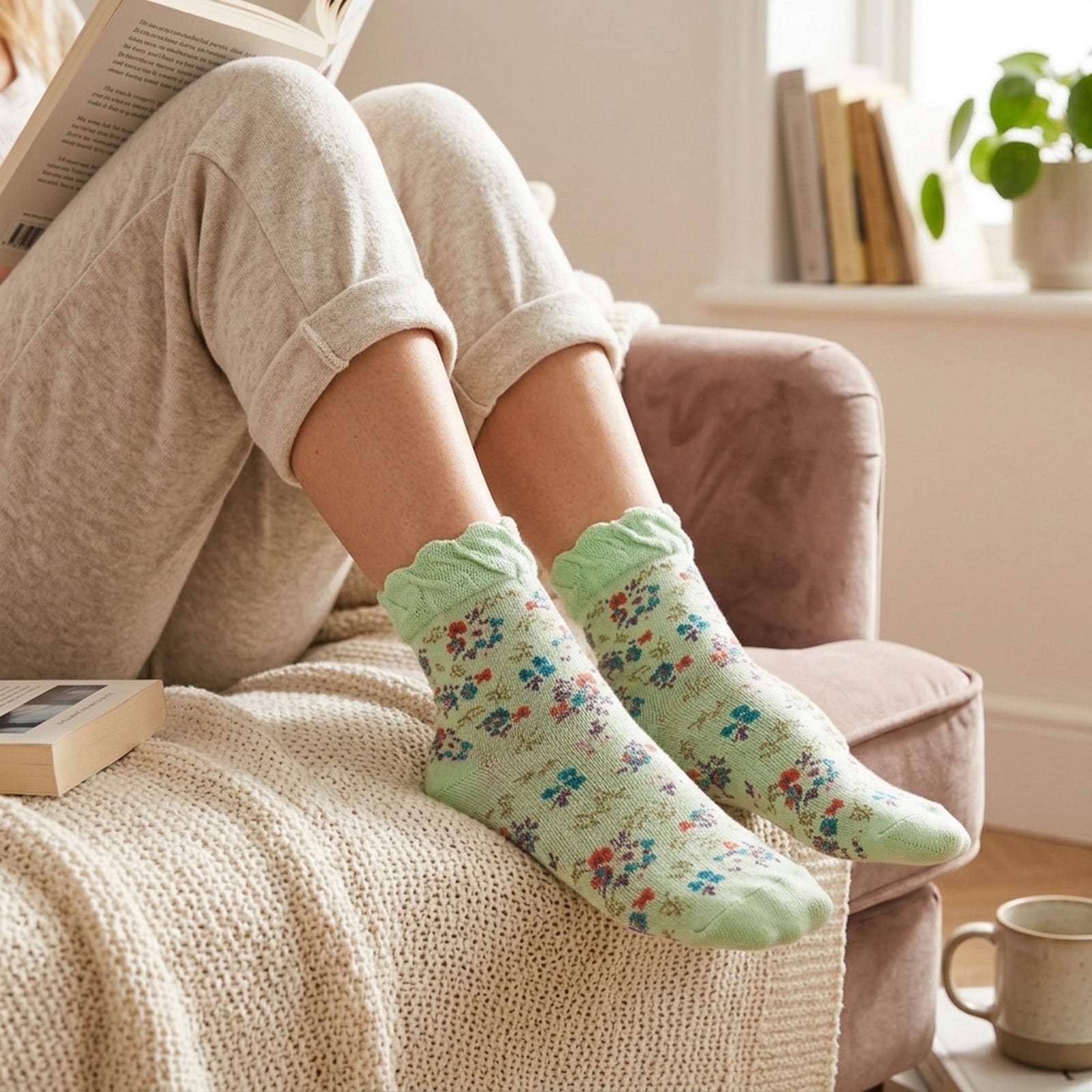 Wrapables Women's Vintage Floral Posies Socks (Set of 5)