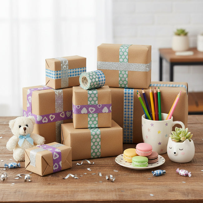 Wrapables Hearts Dots and Checkers Washi Masking Tape (Set of 3)