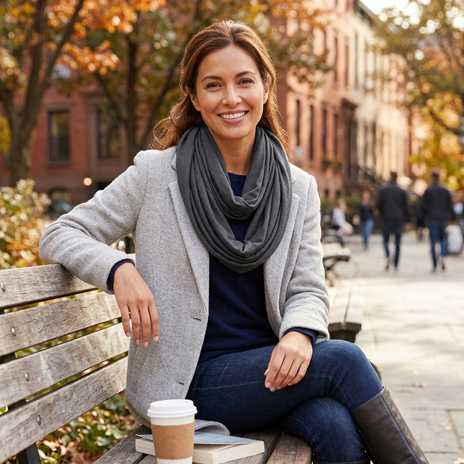 Wrapables Women's Soft Jersey Knit Infinity Scarf Solid Color, Silver Grey