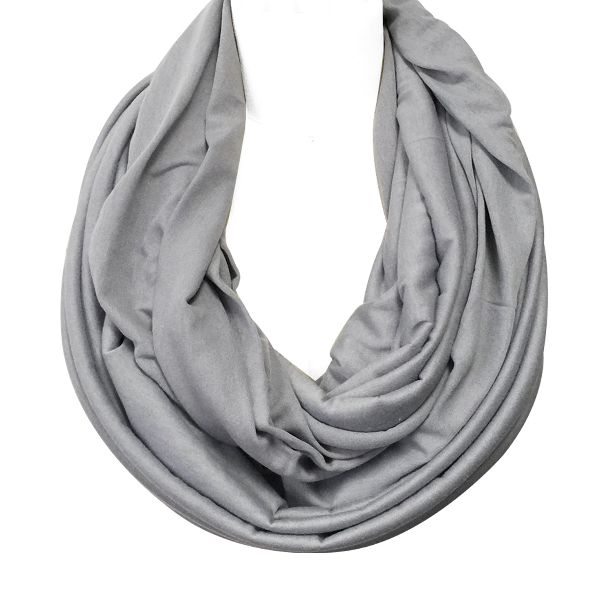 Wrapables Soft Jersey Knit Infinity Scarf, Light Grey