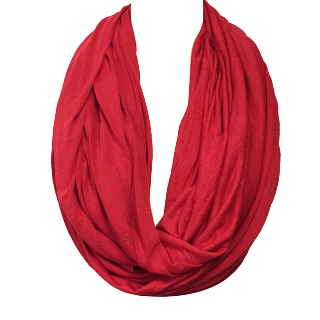 Wrapables Soft Jersey Knit Infinity Scarf, Red