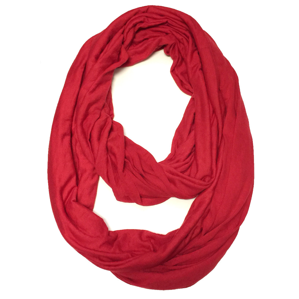 Wrapables Soft Jersey Knit Infinity Scarf, Red