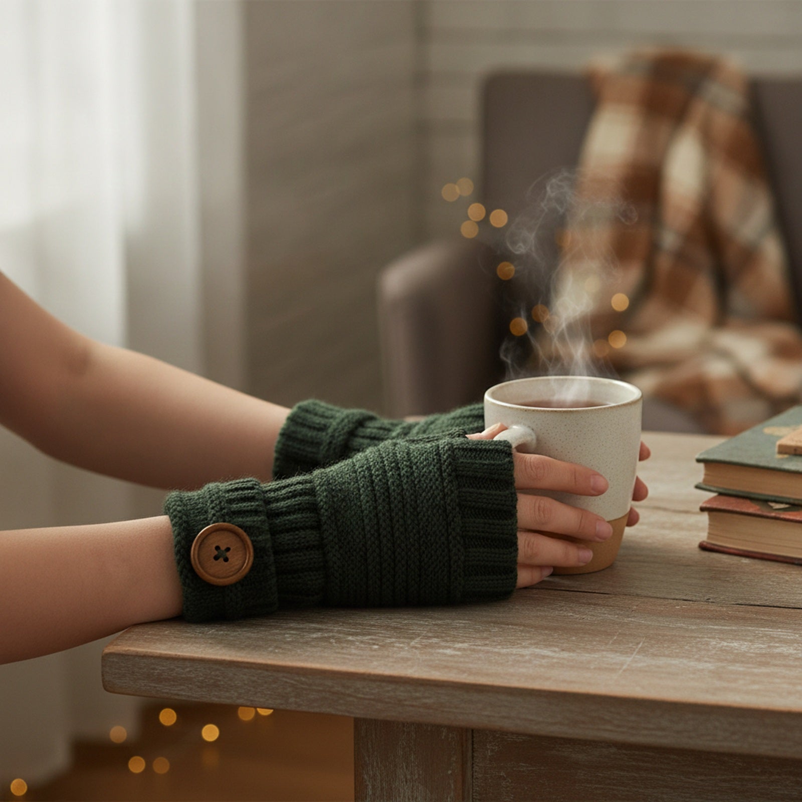 Wrapables Fingerless Gloves with Button Accent