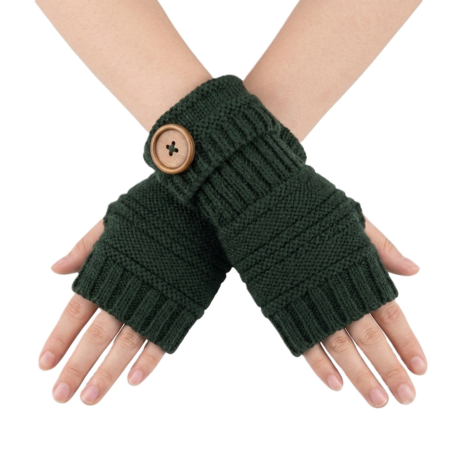 Wrapables Fingerless Gloves with Button Accent