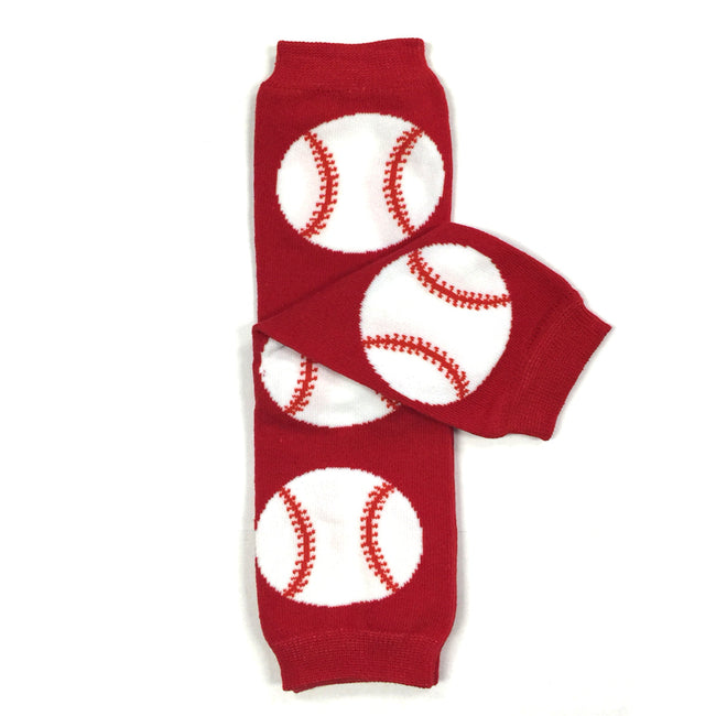 Wrapables Colorful Baby & Toddler Leg Warmers 2, Red Baseball