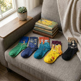 Wrapables Famous Painting Masterpiece Artwork Crew Socks (5 pairs), Collection 1