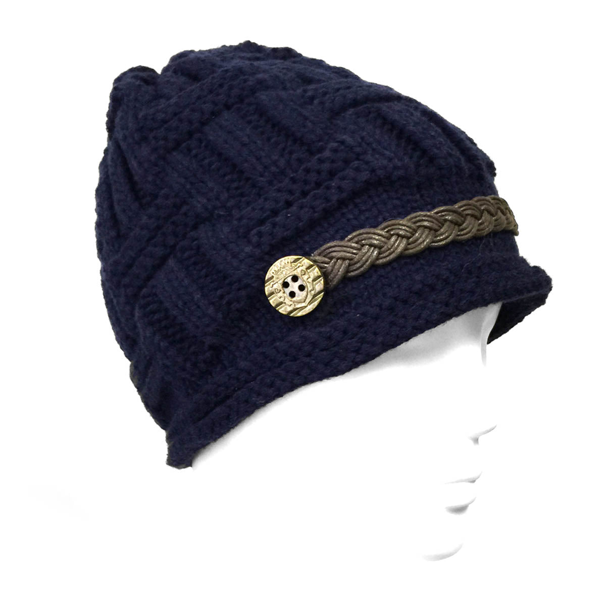 Wrapables Knitted Slouched Ski Cap, Midnight Blue