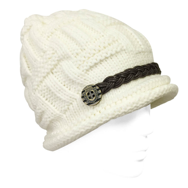 Wrapables Knitted Slouched Ski Cap, White