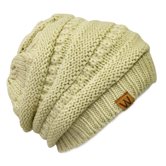 Wrapables Slouchy Winter Beanie Cap Hat, Beige