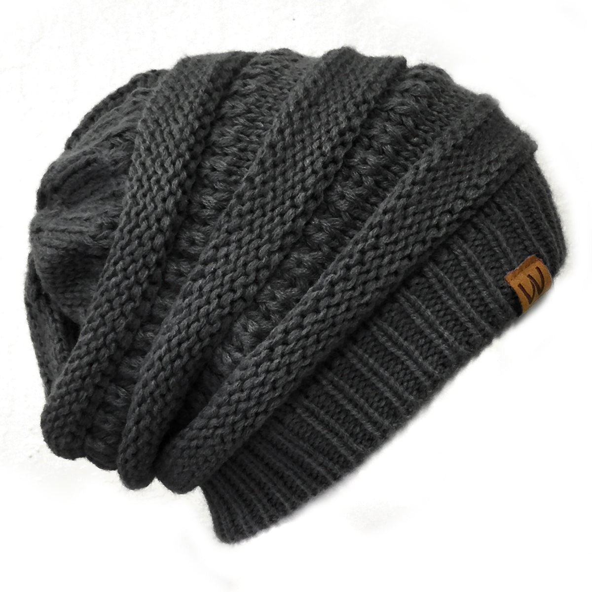 Wrapables Slouchy Winter Beanie Cap Hat, Dark Gray