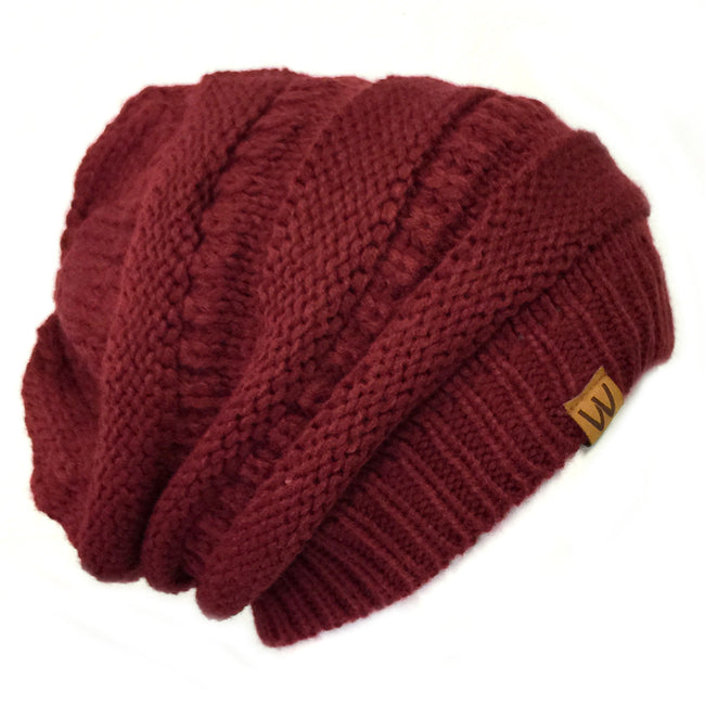 Wrapables Slouchy Winter Beanie Cap Hat, Maroon