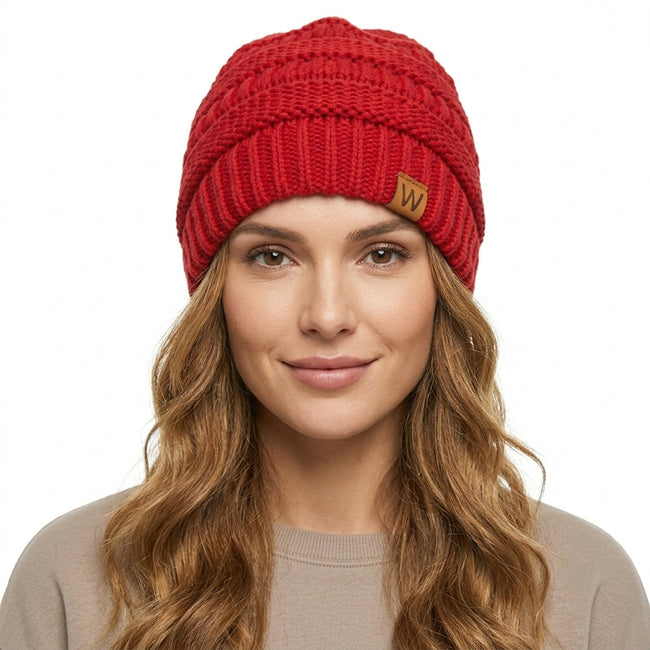 Wrapables Slouchy Winter Beanie Cap Hat, Red