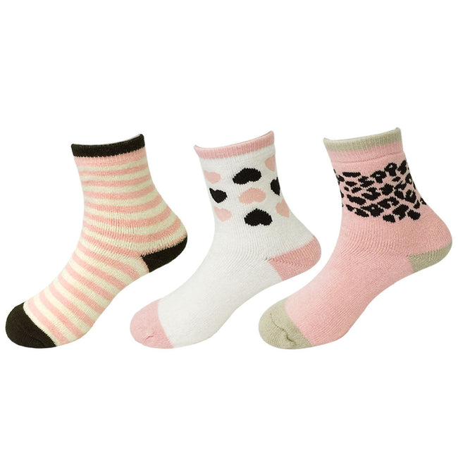 Wrapables Toddler's Thick Casual Ankle Socks (Set of 3), Leopard, Small