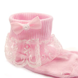 Wrapables Snowy Lace Ruffle Cuff Socks for Little Girls (Size 4-6), Set of 5