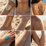 Wrapables Medium Metallic Gold and Silver Temporary Tattoo Stickers