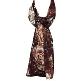 Wrapables Luxurious 100% Charmeuse Silk Long Scarf with Hand Rolled Edges, Evening Roses