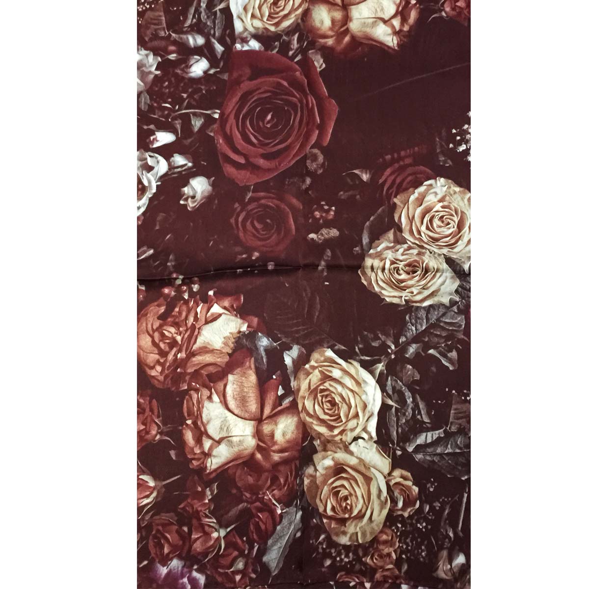 Wrapables Luxurious 100% Charmeuse Silk Long Scarf with Hand Rolled Edges, Evening Roses