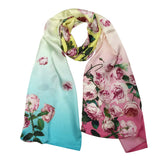 Wrapables Luxurious 100% Charmeuse Silk Long Scarf with Hand Rolled Edges, Rose Petals