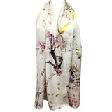 Wrapables Luxurious 100% Charmeuse Silk Long Scarf with Hand Rolled Edges, Cherry Blossoms