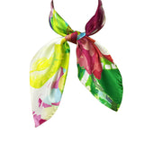 Wrapables 100% Charmeuse Silk Square Scarf Neckerchief, Abstract Mums