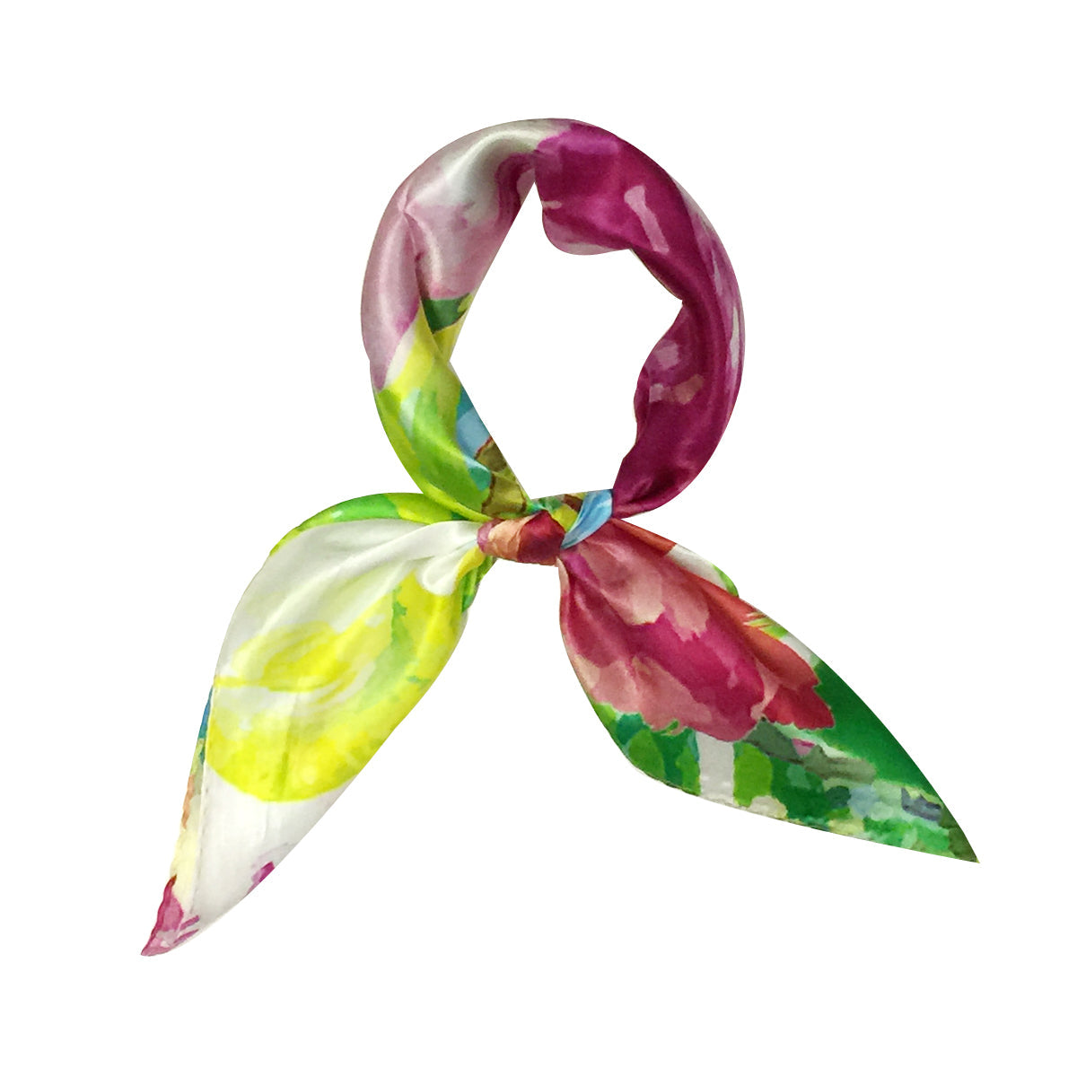 Wrapables 100% Charmeuse Silk Square Scarf Neckerchief, Abstract Mums