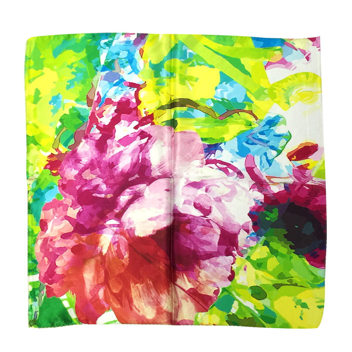 Wrapables 100% Charmeuse Silk Square Scarf Neckerchief, Abstract Mums