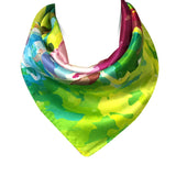 Wrapables 100% Charmeuse Silk Square Scarf Neckerchief, Abstract Mums