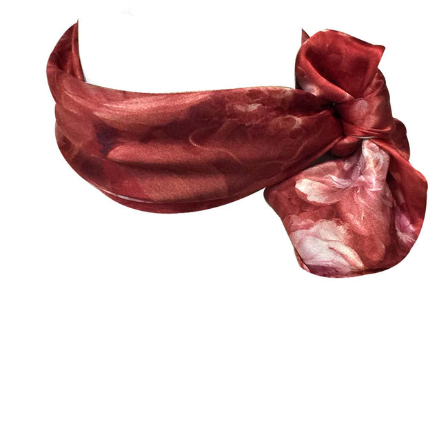 Wrapables 100% Charmeuse Silk Square Scarf Neckerchief, Red Bouquet