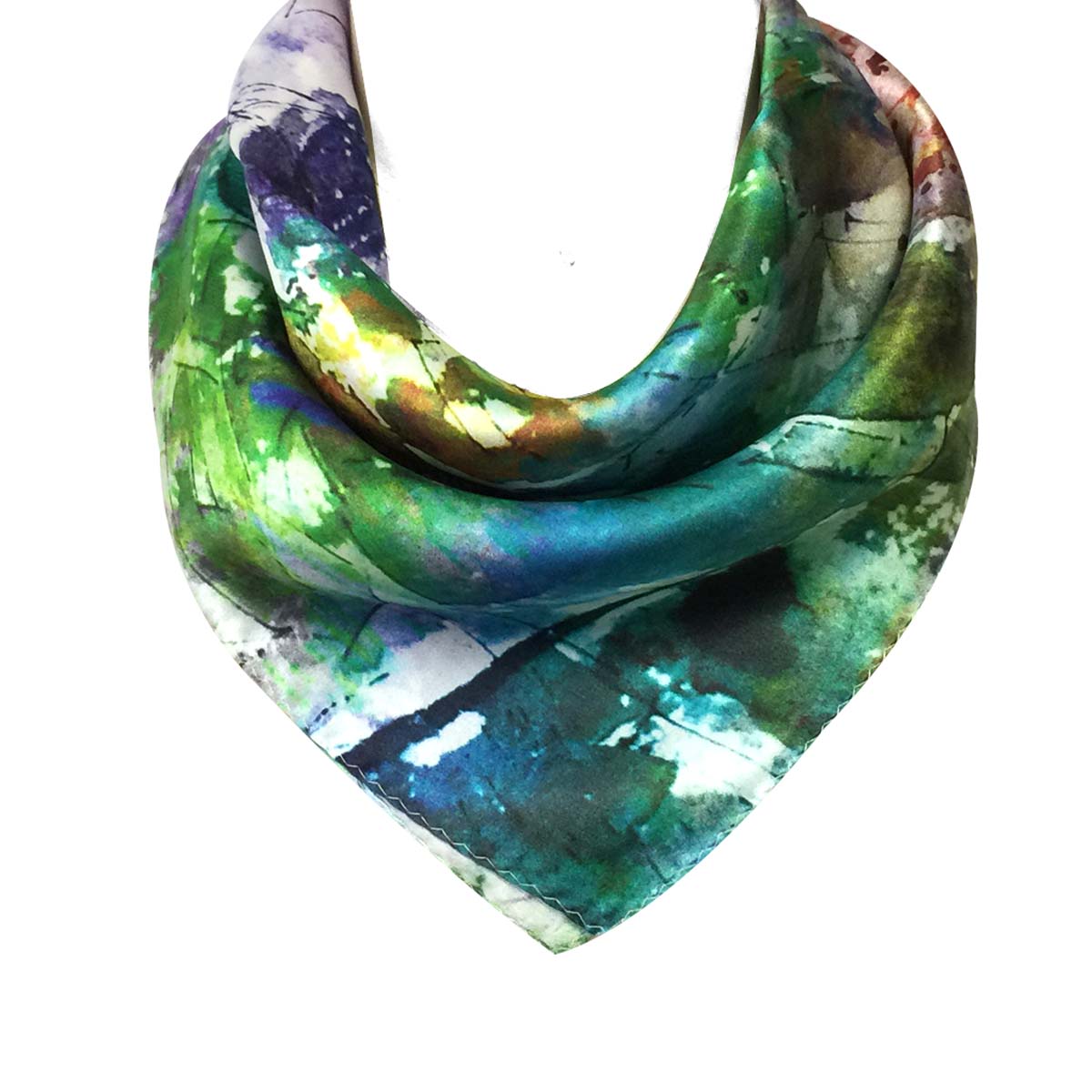 Wrapables 100% Charmeuse Silk Square Scarf Neckerchief, Abstract Print