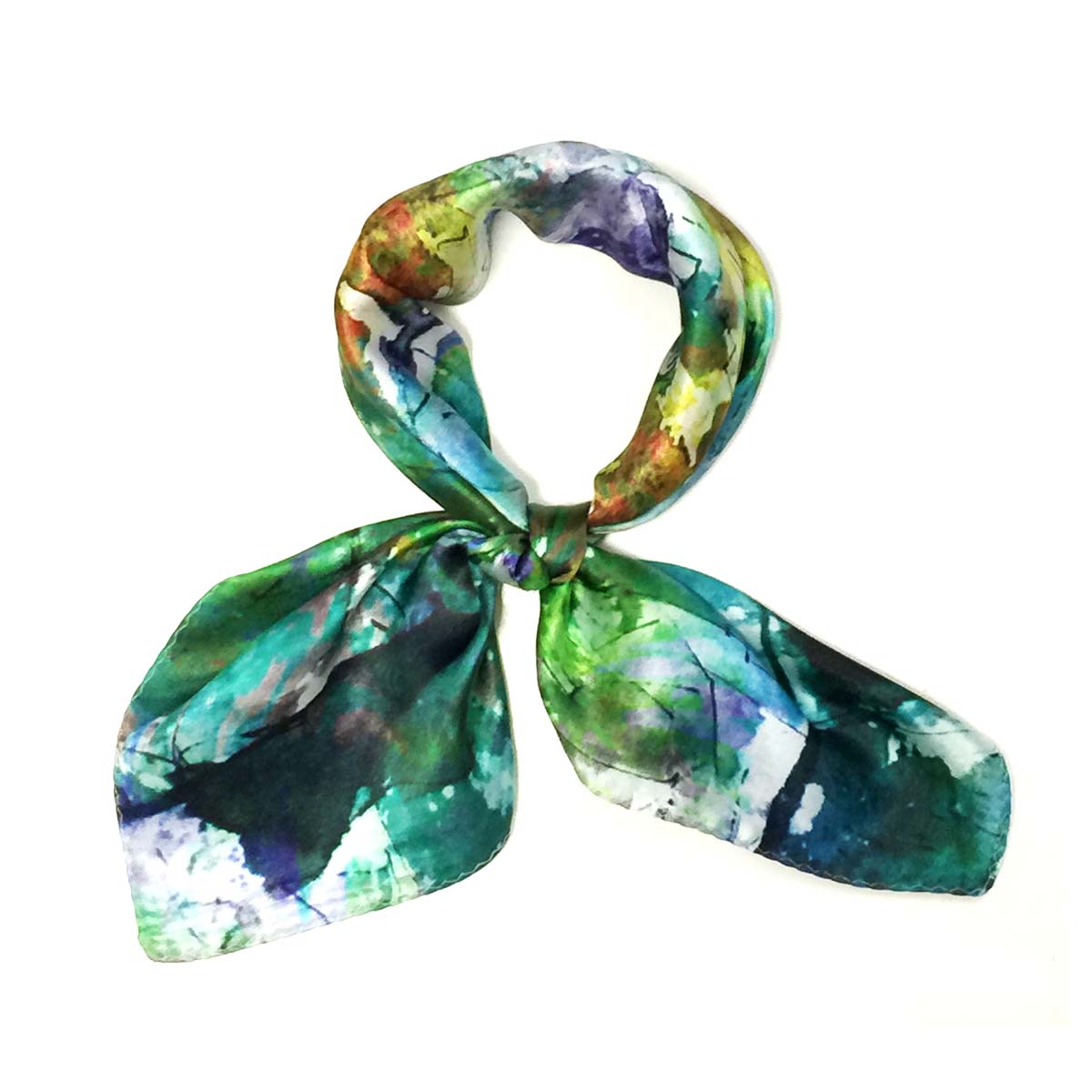 Wrapables 100% Charmeuse Silk Square Scarf Neckerchief, Abstract Print