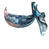 Wrapables 100% Charmeuse Silk Square Scarf Neckerchief, Roses on Aqua