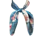 Wrapables 100% Charmeuse Silk Square Scarf Neckerchief, Roses on Aqua