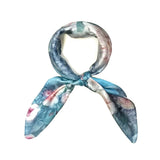 Wrapables 100% Charmeuse Silk Square Scarf Neckerchief, Roses on Aqua