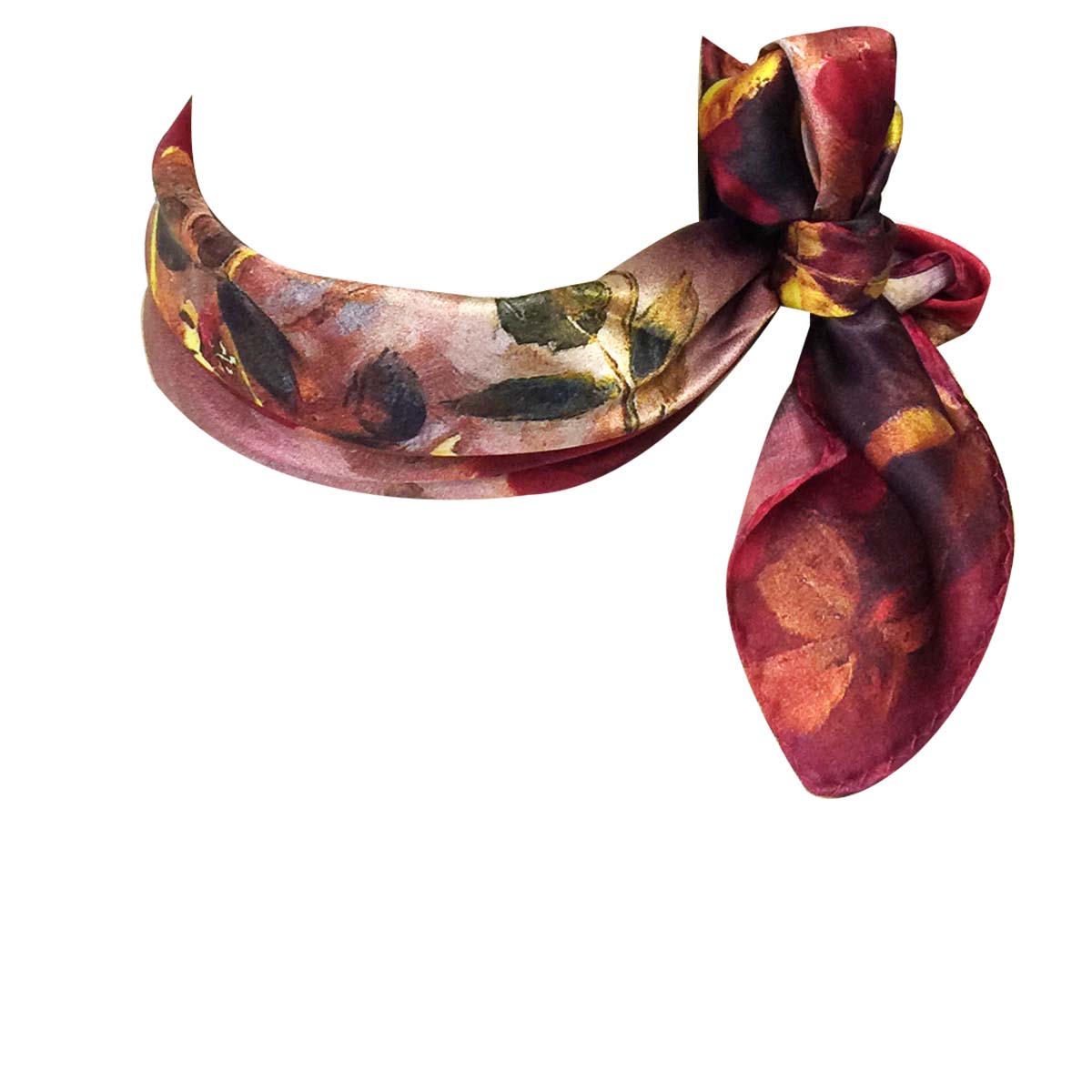 Wrapables 100% Charmeuse Silk Square Scarf Neckerchief, Red Roses