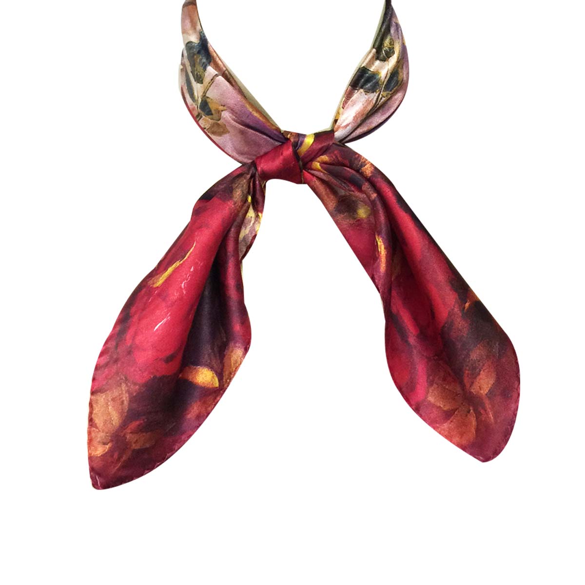 Wrapables 100% Charmeuse Silk Square Scarf Neckerchief, Red Roses