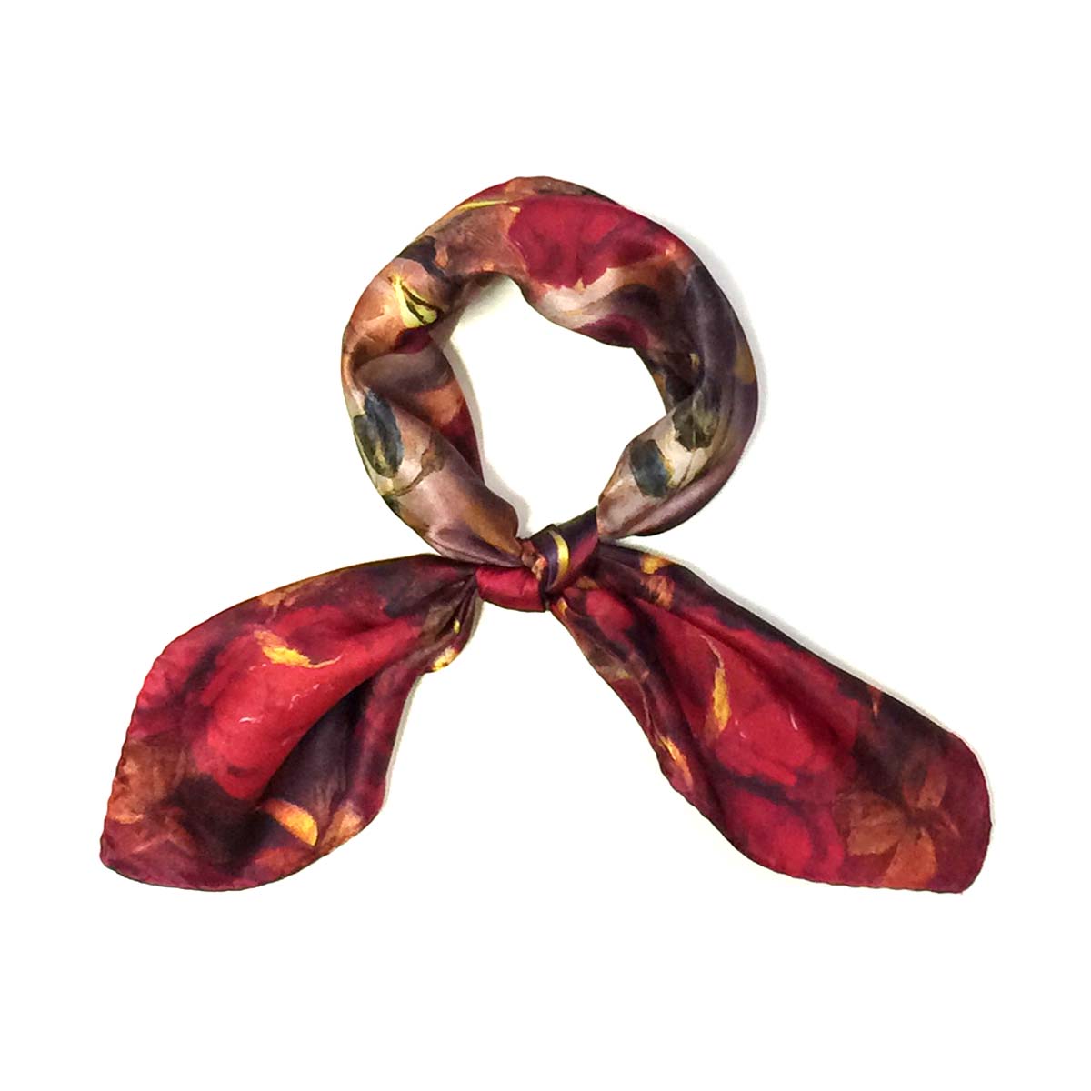 Wrapables 100% Charmeuse Silk Square Scarf Neckerchief, Red Roses