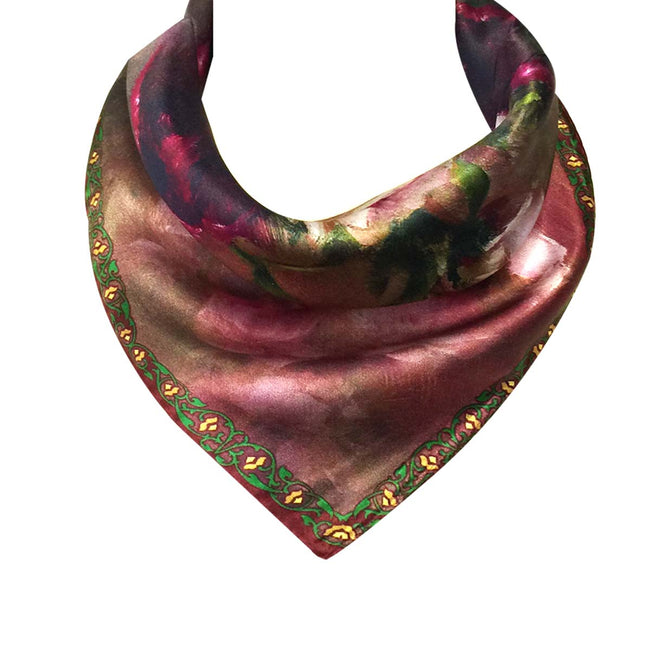 Wrapables 100% Charmeuse Silk Square Scarf Neckerchief, Roses