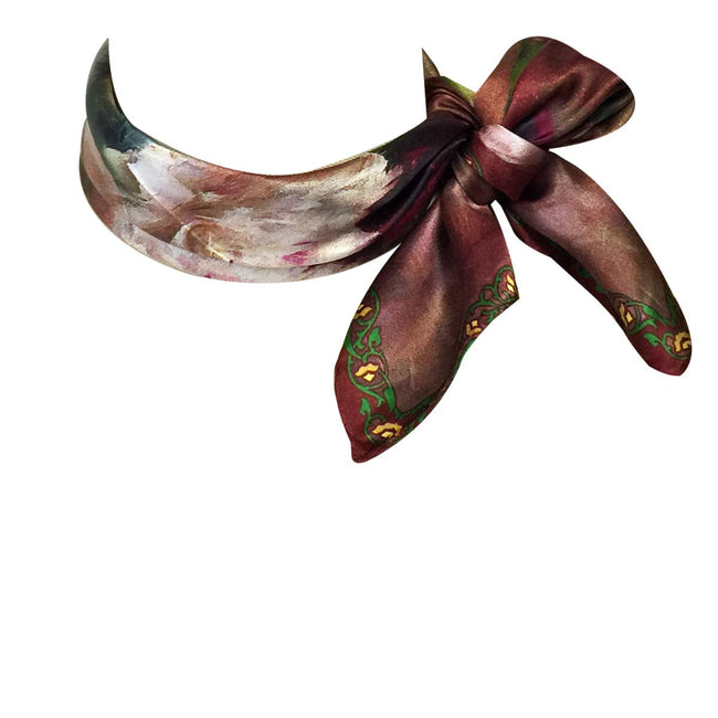 Wrapables 100% Charmeuse Silk Square Scarf Neckerchief, Roses