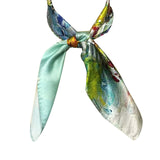 Wrapables 100% Charmeuse Silk Square Scarf Neckerchief, Floral Garden