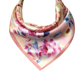 Wrapables 100% Charmeuse Silk Square Scarf Neckerchief, Pink Peonies