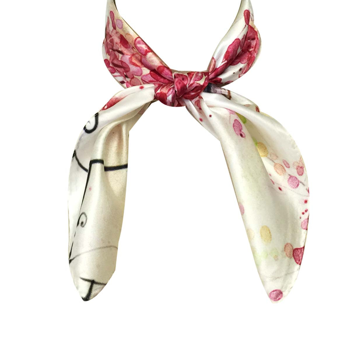 Wrapables 100% Charmeuse Silk Square Scarf Neckerchief, Cherry Blossoms