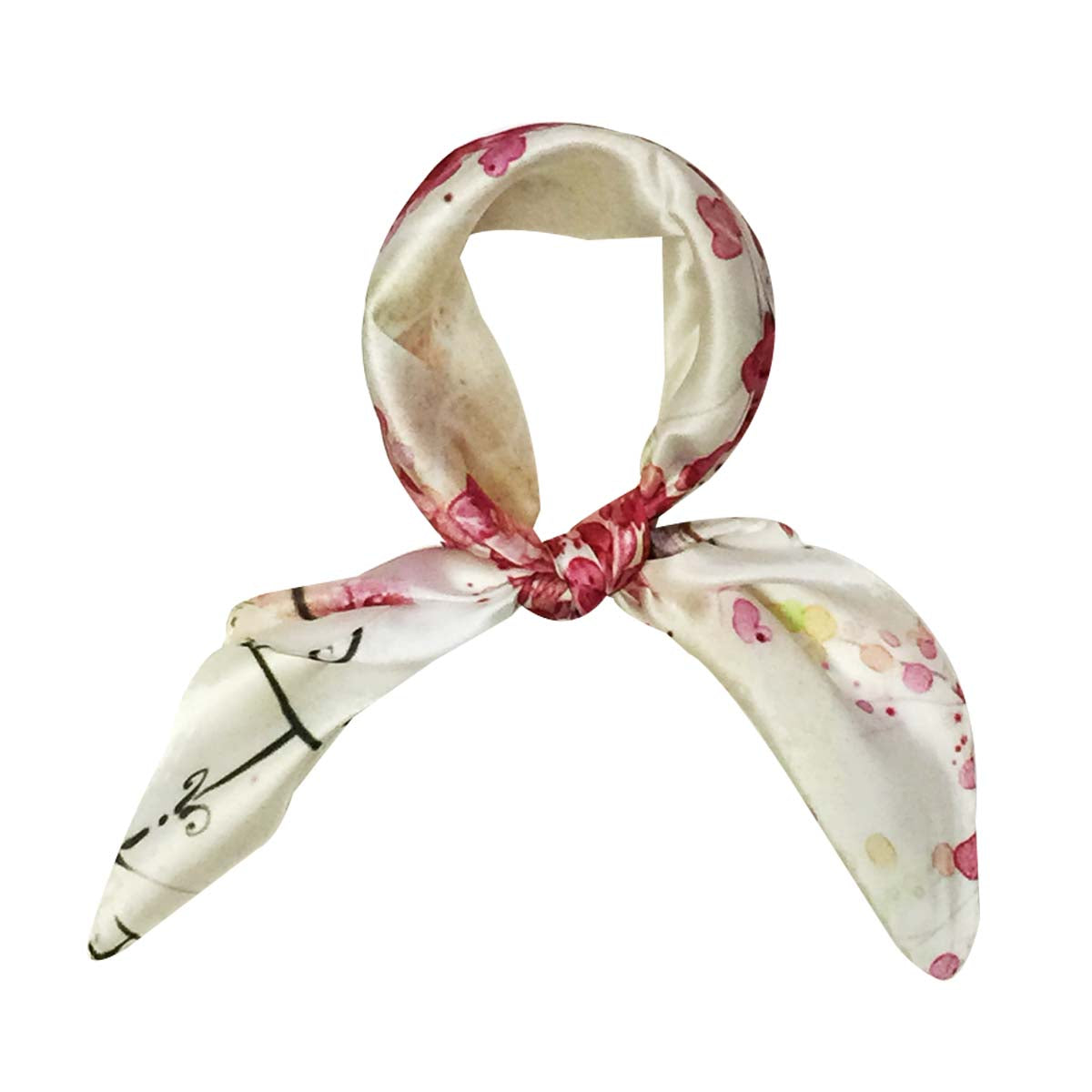 Wrapables 100% Charmeuse Silk Square Scarf Neckerchief, Cherry Blossoms