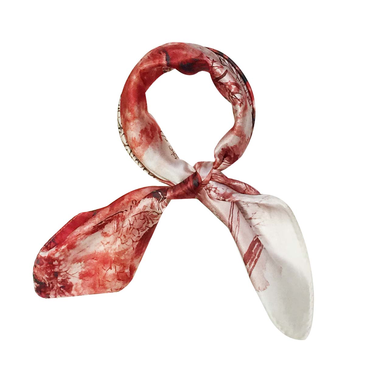 Wrapables 100% Charmeuse Silk Square Scarf Neckerchief, Crimson Garden