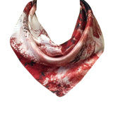 Wrapables 100% Charmeuse Silk Square Scarf Neckerchief, Crimson Garden